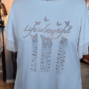 Elegant White Butterfly Women's Top